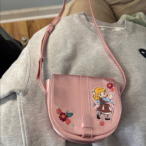 DISNEY ANIMATORS COLLECTION Pink Metallic Crossbody Bag with Floral Design - Picture 3 of 10